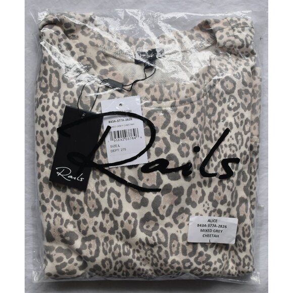 RAILS NWT ALICE COTTON BLEND MIXED GREY CHEETAH SWEATSHIRT. SIZE L - Picture 11 of 11